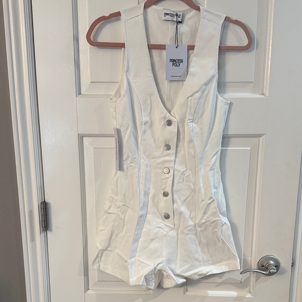 Princess Polly Ivory Button-Front Playsuit